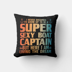 Cool Boat Captain For Men Women Sail Pontoon Boati Throw Pillow