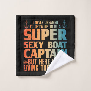 Cool Boat Captain For Men Women Sail Pontoon Boati Wash Cloth
