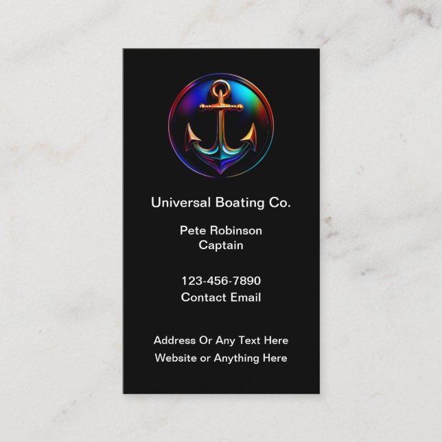 Cool Boating Boat Anchor Marine Theme Business Card (Front)