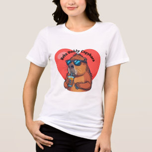 Cool Boba Buddy Capybara with Sunglasses T-Shirt Tri-Blend Shirt