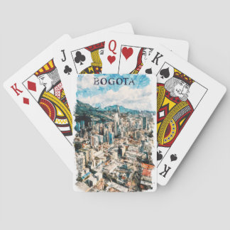 Cool Bogota Colombia CIty View Watercolor Playing Cards