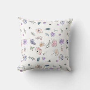 Cool Bohemian Chic Floral Boho Girl Pink Blue Throw Pillow