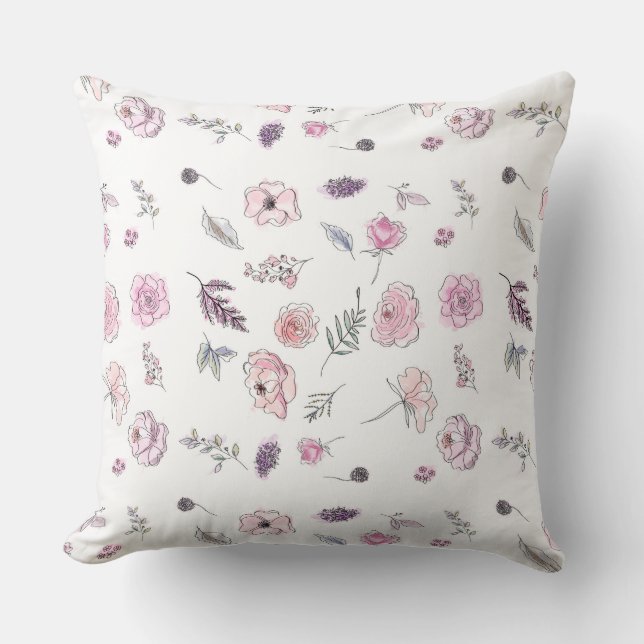 Cool Bohemian Chic Floral Boho Girl Pink Throw Pillow (Front)