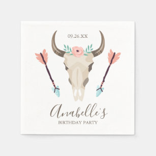 Cool Boho Cow Skull Party Favours Napkin