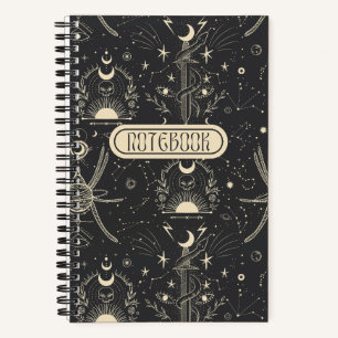Cool Boho Skuls Étoiles Lune Carnet Spiral