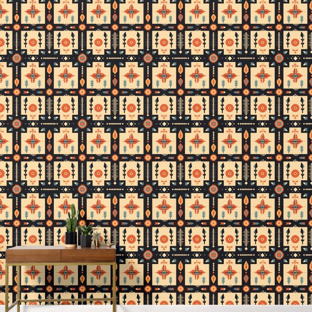 Cool Boho Southwestern pattern tiled  Wallpaper (Hallway)