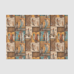 Cool Boho Western tiled pattern decoupage Tissue Paper