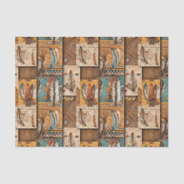 Cool Boho Western tiled pattern decoupage  Tissue Paper (Front)