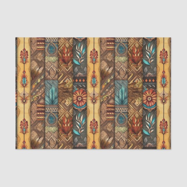 Cool Boho Western tiled pattern decoupage  Tissue Paper (Front)
