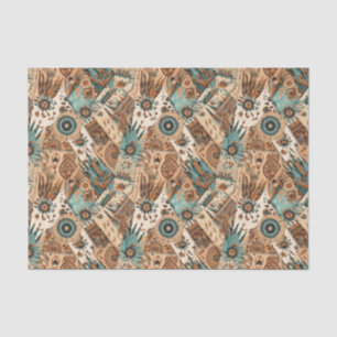 Cool Boho Western tiled pattern decoupage  Tissue Paper