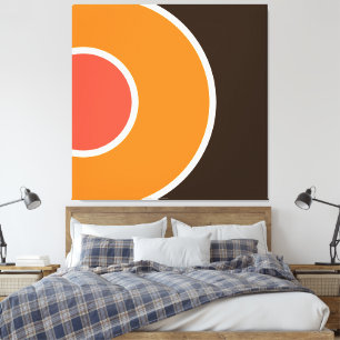Cool Bold Bright Orange Cocoa Brown Concentric Art Canvas Print