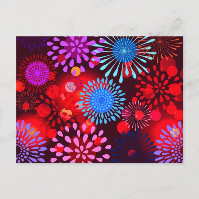 Cool Bold Colourful Sparkly Flowers Girly Design Postcard (Front)