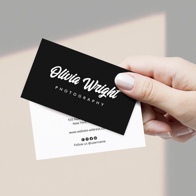 Cool Bold Signature Script,  Black Professional  Business Card (Creator Uploaded)