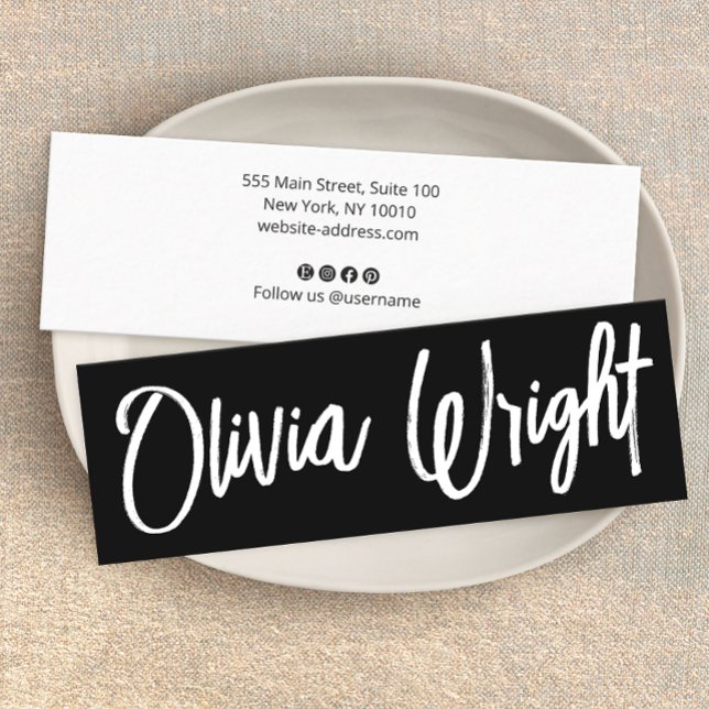Cool Bold Signature Script Typography Modern Black Mini Business Card (Creator Uploaded)