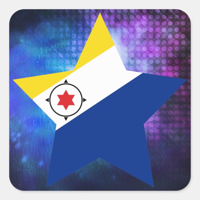Cool Bonaire Flag Star Square Sticker (Front)