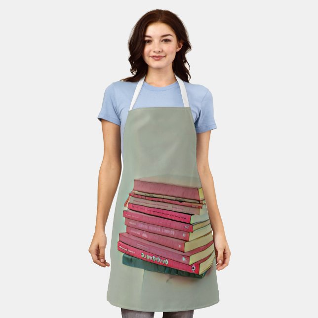 Cool book lover gift apron (Worn)