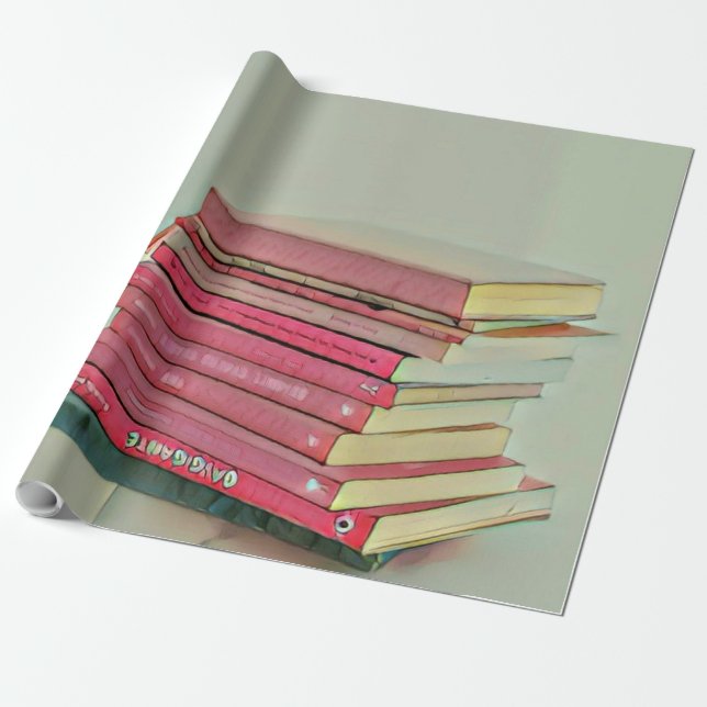 Cool book lover gift wrapping paper (Unrolled)