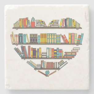 Cool Books Reading Men Women Book Lover Literacy L Stone Coaster