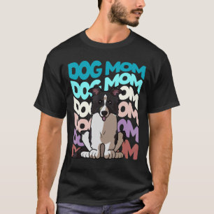 Cool Border Collie Dog Mom Retro Vintage Dog T-Shirt