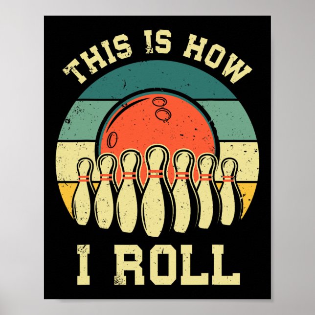 Cool Bowling Art For Men Women Bowler Track Bowlin Poster (Front)