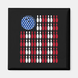 Cool Bowling Bowler Men Women Team American Flag ( Magnet
