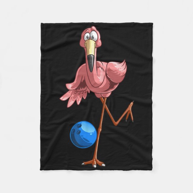 Cool Bowling Flamingo Funny Shorebirds Lover Playe Fleece Blanket (Front)