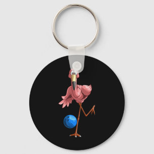 Cool Bowling Flamingo Funny Shorebirds Lover Playe Keychain