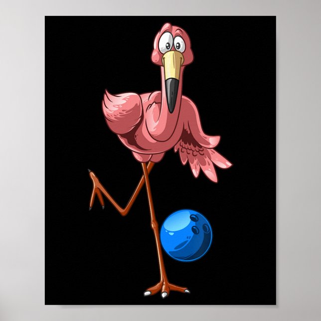 Cool Bowling Flamingo Funny Shorebirds Lover Playe Poster (Front)