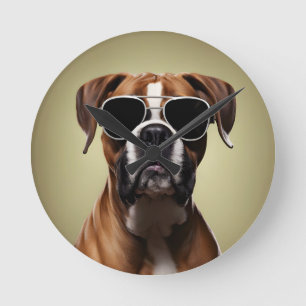 Cool Boxer Dog Round Clock