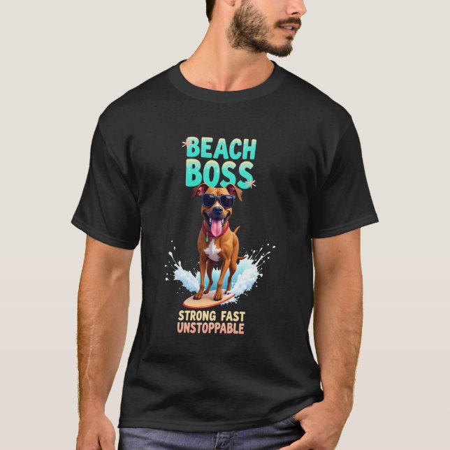 Cool Boxer Surfing Dog T-Shirt (Front)