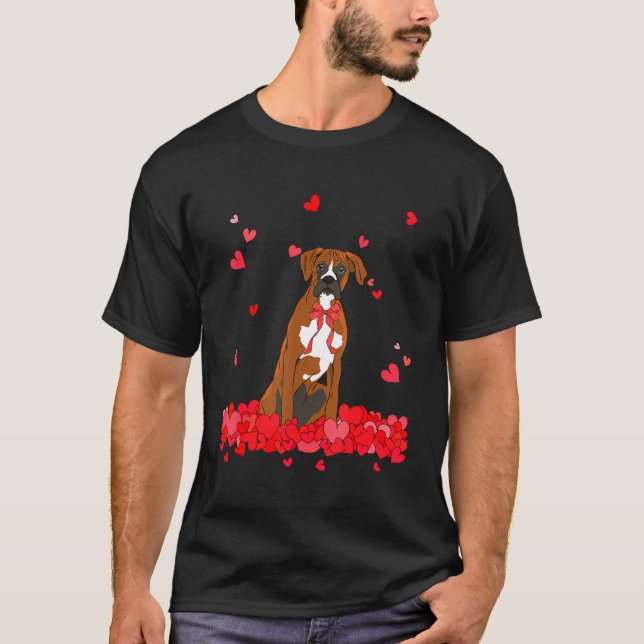 Cool Boxer Valentines Day Dog T-Shirt (Front)