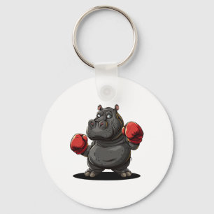 Cool Boxing Athlete Costume For Hippo And Animals  Keychain