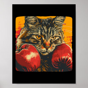 Cool Boxing Cat For Boxing Gloves And Cats Lovers  Poster