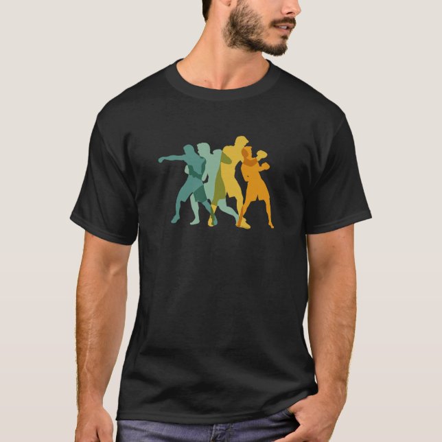 Cool Boxing Design In Retro Colours - Boxing T-Shirt (Front)