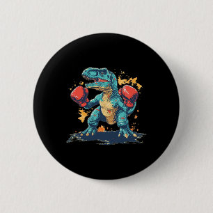 Cool Boxing Gloves With Dinosaur  2 Inch Round Button