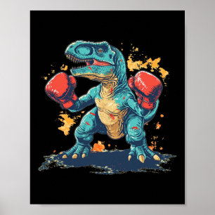 Cool Boxing Gloves With Dinosaur  Poster