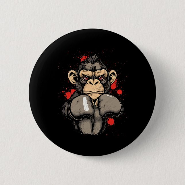 Cool Boxing Monkey - Costume  2 Inch Round Button (Front)