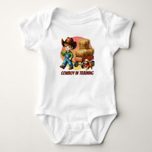 Cool boy cowboy training customizable  baby bodysuit