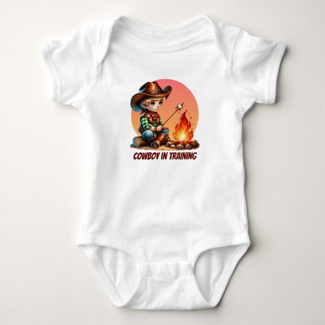 Cool boy cowboy training customizable  baby bodysuit (Front)