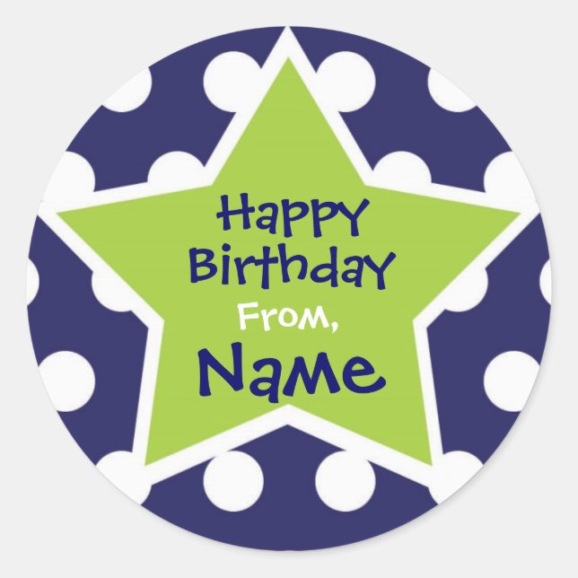 Cool Boy Star Customizable Birthday Sticker (Front)