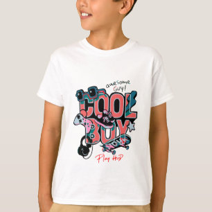 Cool Boy Typography with stylish Icons of Hobby T-Shirt