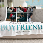 Cool Boyfriend Gift | Worlds Greatest Photo Fleece Blanket<br><div class="desc">Unique boyfriend gift fleecy blanket featuring a stylish white background that can be changed to any colour,  a 9 picture collage template for you to customize,  the saying "worlds greatest boyfriend",  and your names.</div>