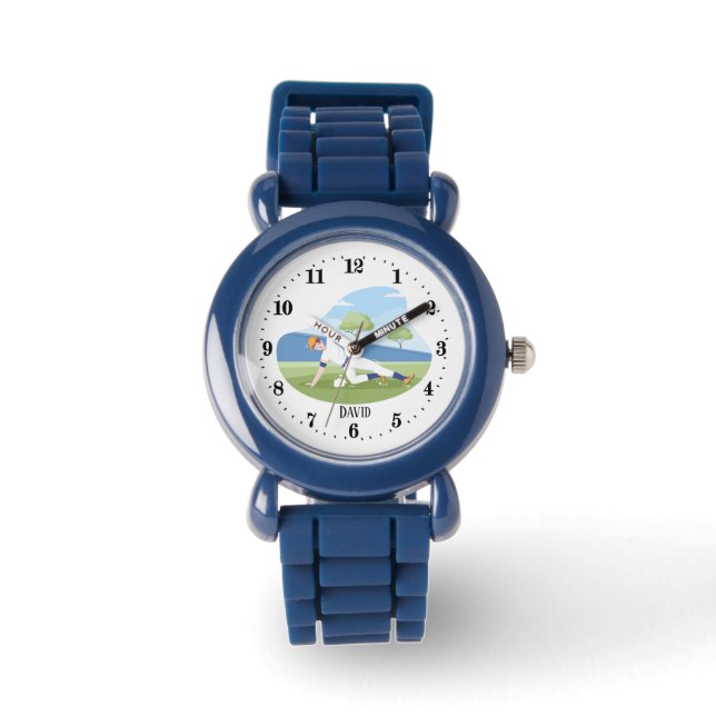 cool boys Baseball sports lovers add name  Watch (Front)