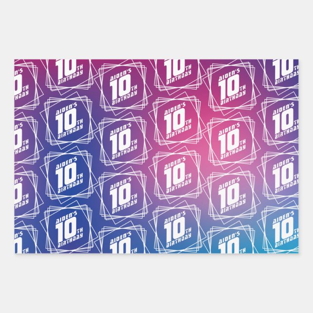 Cool boy's birthday party wrapping paper sheet (Front)