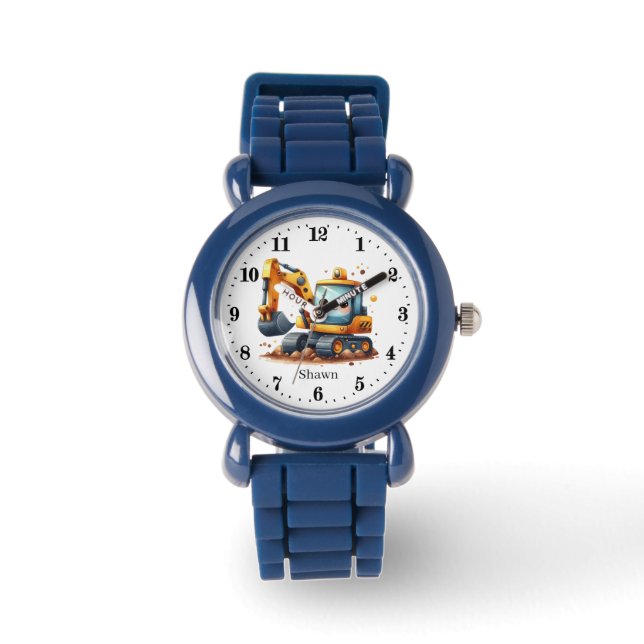 Cool boys construction lovers customizable watch (Front)