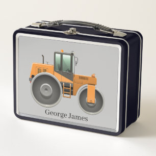 cool boys construction roller add name metal lunch box