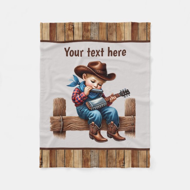 Cool boys cowboys customizable fleece blanket (Front)