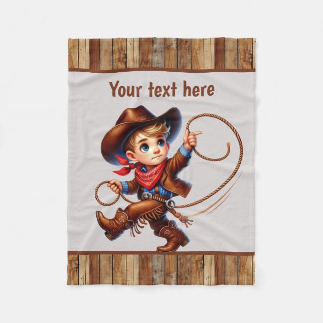Cool boys cowboys customizable  fleece blanket (Front)