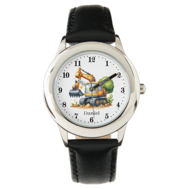 Cool boys digger construction truck customizable watch (Front)