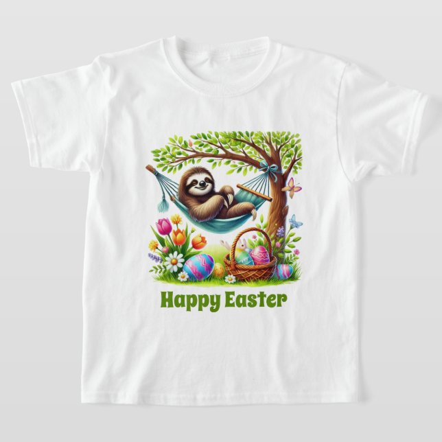 Cool boys Easter sloth customizable T-Shirt (Laydown)